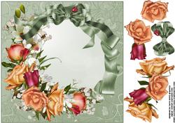 8x8 Joy of Roses on Green Satin Ruffle