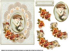 Vintage Girl in Antique Lace Frame