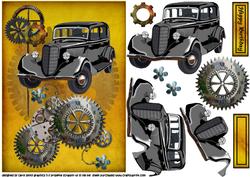 Vintage Car with Steampunk Clock