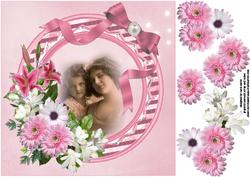 8x8 Vintage Mother and Child with Pink Floral Spray