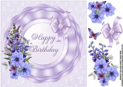 8x8 Purple Spray on Tripple Ruffle Frame with Words