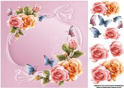 8x8 Shimmering Roses and Butterflies