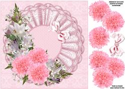 8x8 Pink Carnations with Hostas