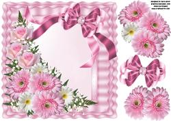 8x8 Delicate Pink Florals on Satin Ribbon Frame