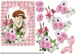 Vintage Girl with Pink Floral Spray