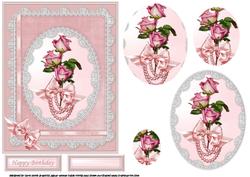 Sweet Roses in Lace Frame Oval Pyramid