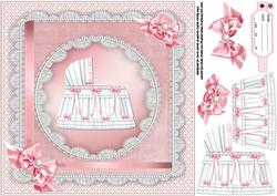 8x8 New Baby Girl with Lace and Pearls
