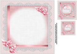 8x8 New Baby Girl with Lace and Pearls Insert Plate