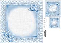 8x8 New Baby Boy with Lace and Pearls Insert Plate