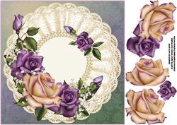 8x8 Vintage Roses on Tripple Ruffle Mat