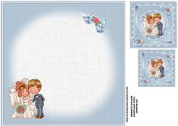 8x8 Cute Wedding Couple Blue Insert Plate