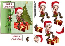 Cool Yule Chick Decoupage Sheet