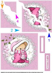 Pink Christmas Snuggle Bear Side Stacker