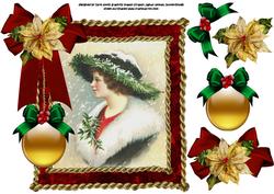 8x8 Vintage Christmas Lady in Luxury Frame