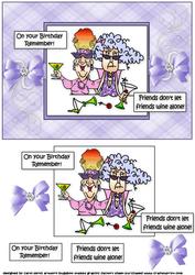 Stella and Edna Wine Together Quick Card