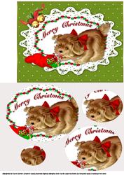 Christmas Kitty Green Oval Pyramid