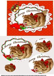 Christmas Kitty Red Oval Pyramid