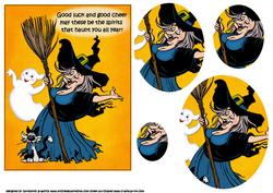 The Good Luck Halloween Witch Oval Pyramid