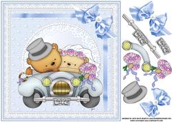 8x8 Love Wedding Bears Blue