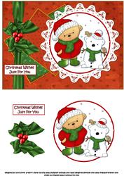 Teds Teddy Snowman Red Quick Card