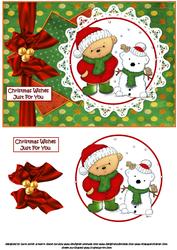 Teds Teddy Snowman Green Quick Card