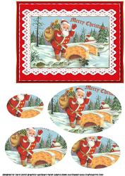 Christmas Vintage Santa Oval Pyramid