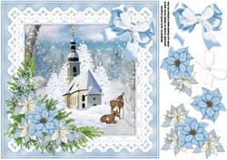8x8 Ice Blue Snowy Church Scene