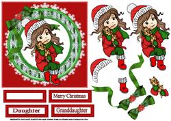 Christmas Girl with Kitten Red