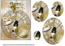 Golden Happy New Year Oval Pyramid