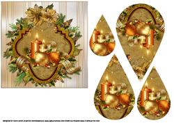 Golden Candles and Poinsettia Teardrop Pyramid