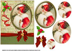 Vintage Christmas Girl in Medallion