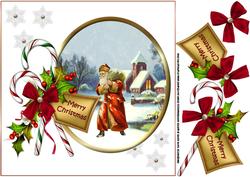 8x8 Vintage Santa and Candy Canes