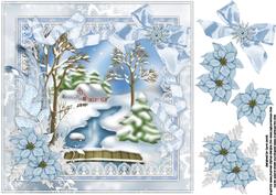 8x8 Christmas Scene in Lace and Pearl Frame 1