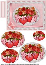 Hearts Roses and Lace for Valentines Oval Pyramid