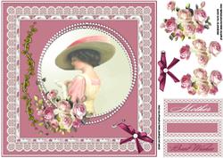 8x8 Vintage Lady with Antique Lace and Pearls