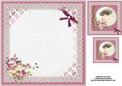 8x8 Vintage Lady with Antique Lace and Pearls Insert Plate