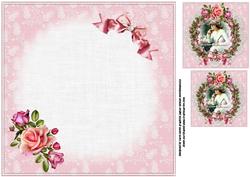 8x8 Vintage Girl Cheers Rose Wreath Insert Plate