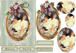 Vintage Portrait Two Women Pyramid