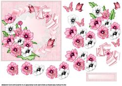 Beautiful Flowers on Satin Ruffle and Lace