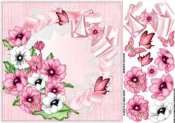 8x8 Beautiful Flowers on Satin Ruffle and Lace