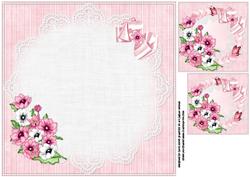 8x8 Beautiful Flowers on Satin Ruffle and Lace Insert Plate