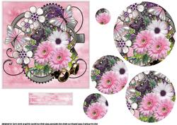 Pink Floral Steampunk Cluster Pyramid