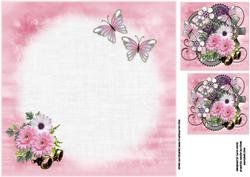 8x8 Pink Floral Steampunk Cluster Insert Plate