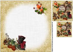 8x8 Peach Roses and Violin Steampunk Insert Plate