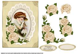 Vintage Girl in Antique Lace Frame