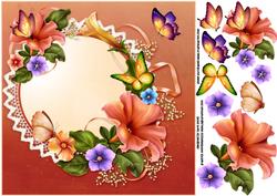 8x8 Colourful Petunias and Butterflies
