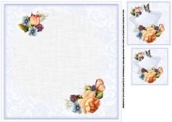 8x8 Peach and Blue English Roses Insert Plate