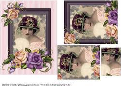 Vitage Beauty in Antique Frame with Antique Roses Pyramid