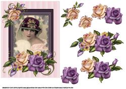 Vintage Beauty in Antique Frame with Antique Roses