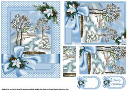 Ribbon Wrapped Christmas Scene Pyramid